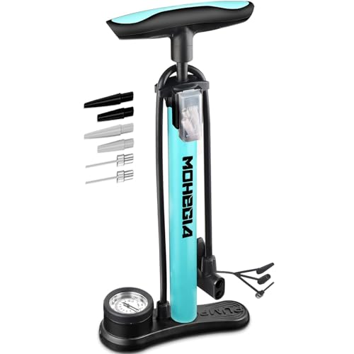 MOHEGIA Bike Floor Pump 160 PSI blue profile view