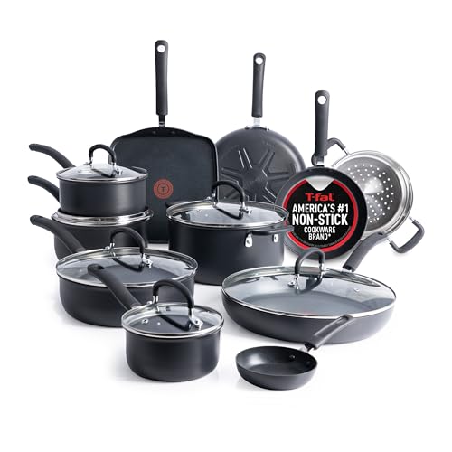T-Fal Ultimate 17 Piece nonstick cookware set in Onyx
