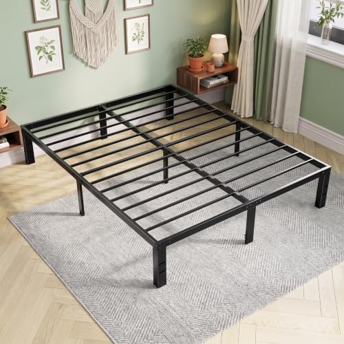 OLIXIS 14-Inch Queen Metal Bed Frame black finish
