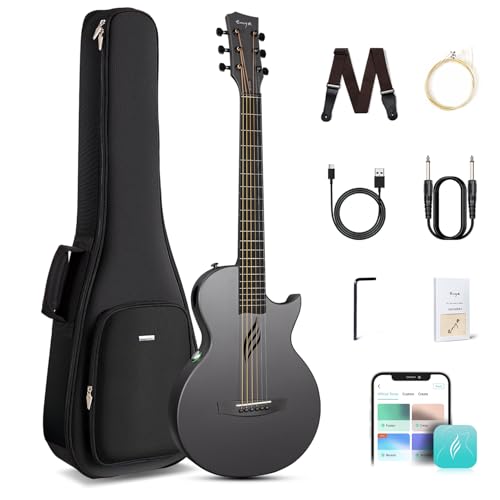 Enya NOVA GO SP1 black carbon fiber guitar front view