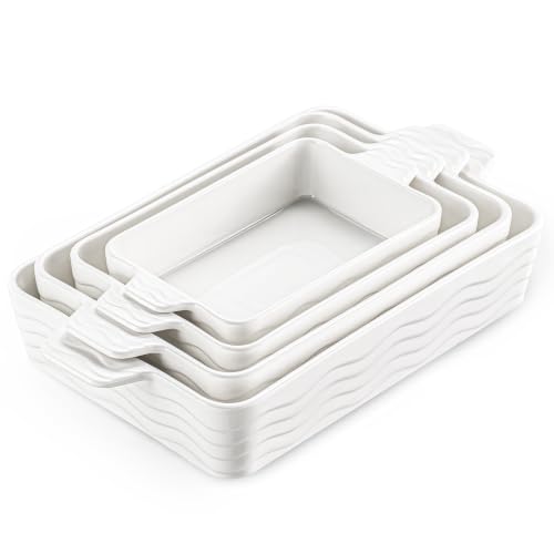 Estmoon ceramic baking dish set of 4 in white