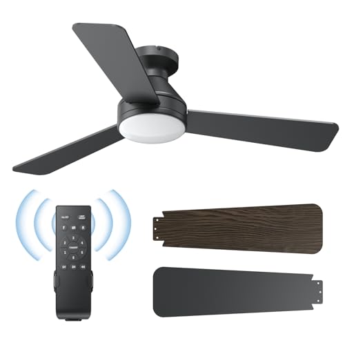 DAHUICFL 42 inch black ceiling fan with lights front view
