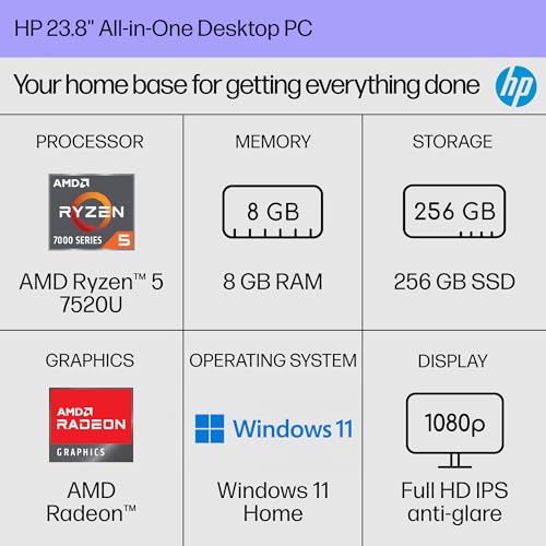 Side profile of HP All-in-One white PC