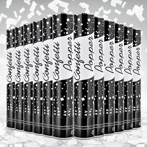 FIEKEICC Confetti Poppers 12 Pack White