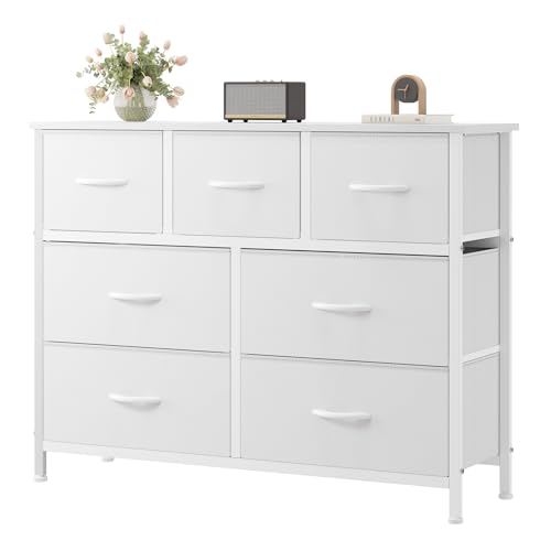 OLIXIS 7 Drawer Fabric Dresser full front view