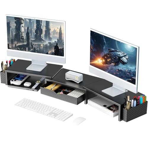 gianotter dual monitor stand riser in black