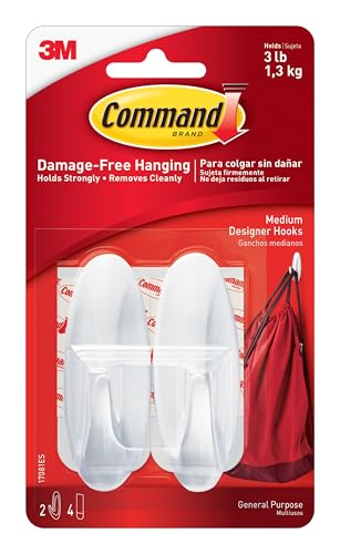 Command Medium Designer Hooks white pack