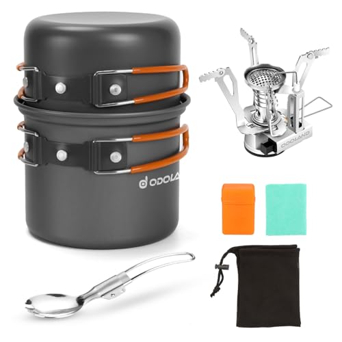 Odoland Camping Cookware Mess Kit 6-piece set