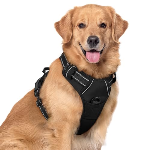 rabbitgoo Dog Harness, No Pull for Large Dogs X-Large Black front view