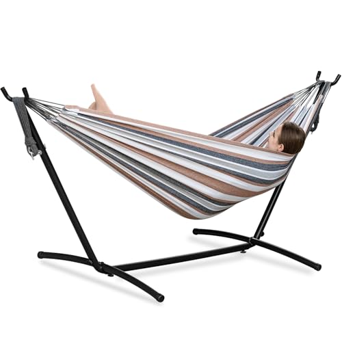 PNAEUT Double Hammock with Stand in Coffee