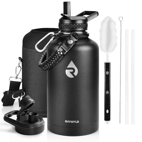 RAYMYLO 64 oz Insulated Water Bottle in Magic Black