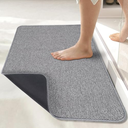 Bosap Ultra Thin Bathroom Rug in grey