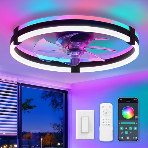 ZMISHIBO 20 inch black ceiling fan front view