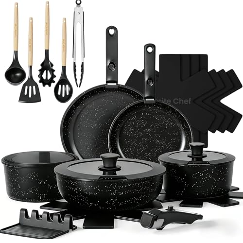 Umite Chef 21Pcs Non Stick Cookware Set Black