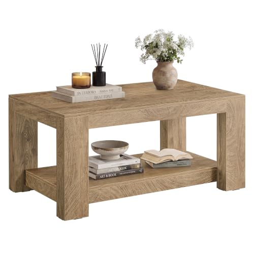 VASAGLE 2-Tier Coffee Table in golden brown