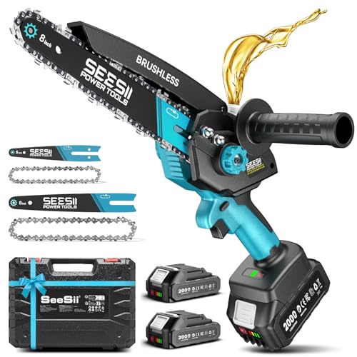 Seesii M8 Max mini chainsaw blue body