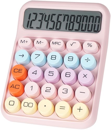 DANRONG CA07 pink mechanical calculator front view