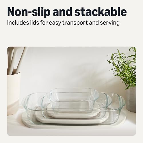Oven-safe glass dish in linen gray