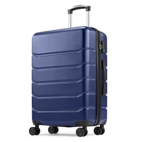 Sweetcrispy 28 Inch Checked Luggage Navy Blue front view