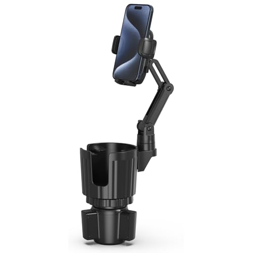 Bokilino 2 in 1 Universal Stable Cup Car Phone Holder in black