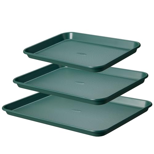 CAROTE 3-Piece Baking Sheet set in olive green