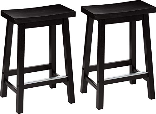 Basics solid wood saddle-seat counter stools set