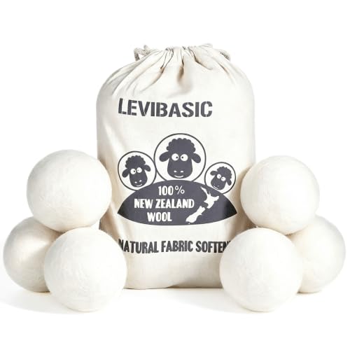 LEVIBASIC 3-inch wool dryer balls 6-pack