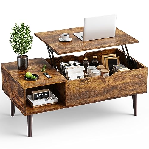 OLIXIS Lift Top Coffee Table Rustic view