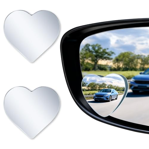 LivTee heart shaped blind spot mirrors on a car side mirror