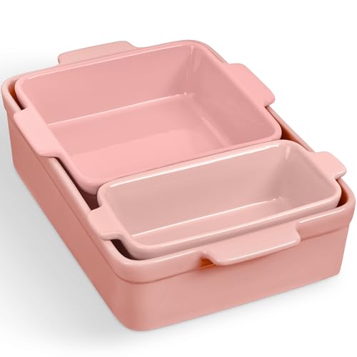 Best Choice Products 3-Piece Ceramic Bakeware Set Pink Champagne