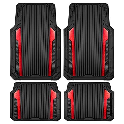 CAR PASS heavy duty rubber mats black and red