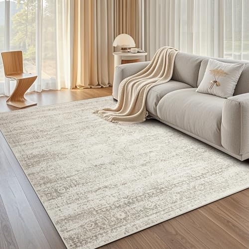 Srugn 5x7 washable area rug in beige