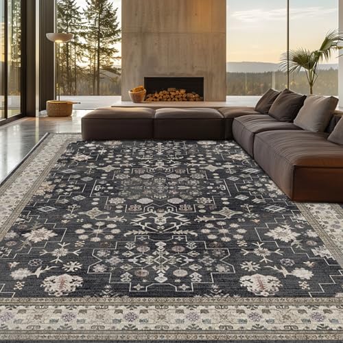 Shinefly 8x10 Washable Area Rug room view