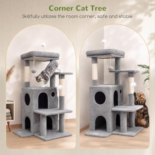 Light grey cat tower top perch detail