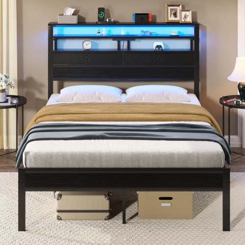 Sweetcrispy Queen Bed Frame with LED lights