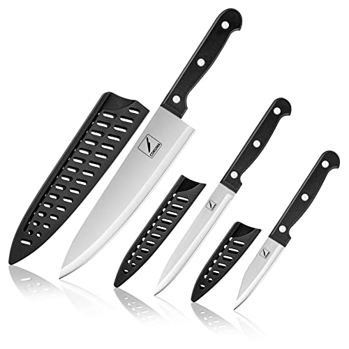 COKUMA 3-Pcs Kitchen Knife Set in black