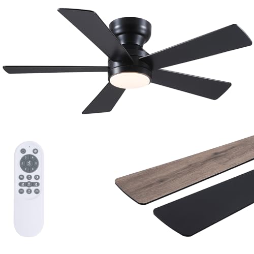 BYKISTOK 46-inch black flush mount fan