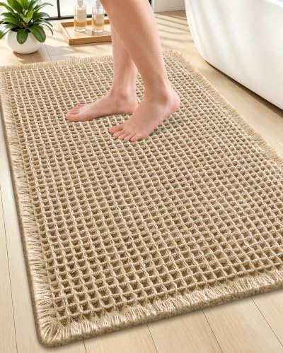 Smiry Waffle Bath Mat 30X20 brown top view