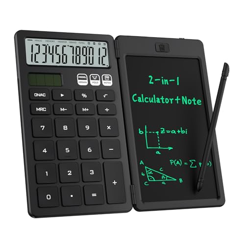 ROATEE Desk Calculator with Erasable LCD Notepad Black AB0606-U-5D-1002 front view