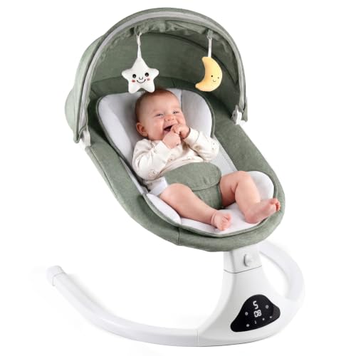RIVIPLOU Electric Baby Swing with Remote Control Green main view